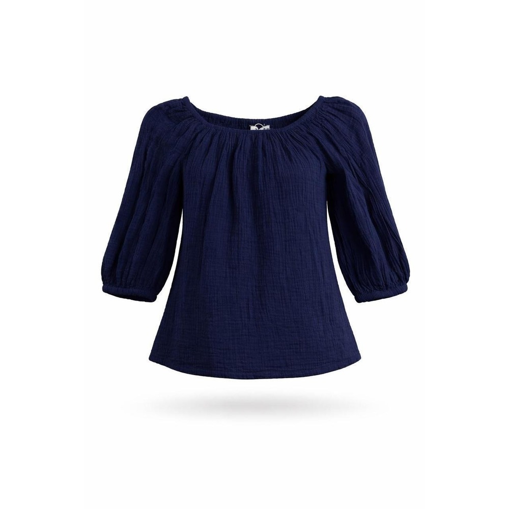 NWT Tommy Bahama Coral Isle Cottagecore Off The Shoulder Gauze Top Navy XS